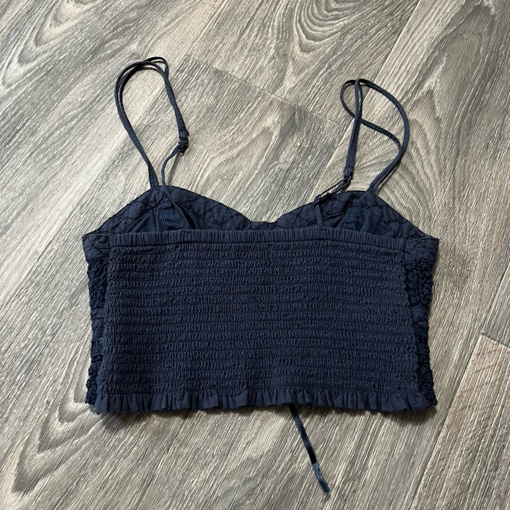 American Eagle Lace Corset Blue Crop Top Festival Coquette Fairy Size XS - Picture 4 of 5